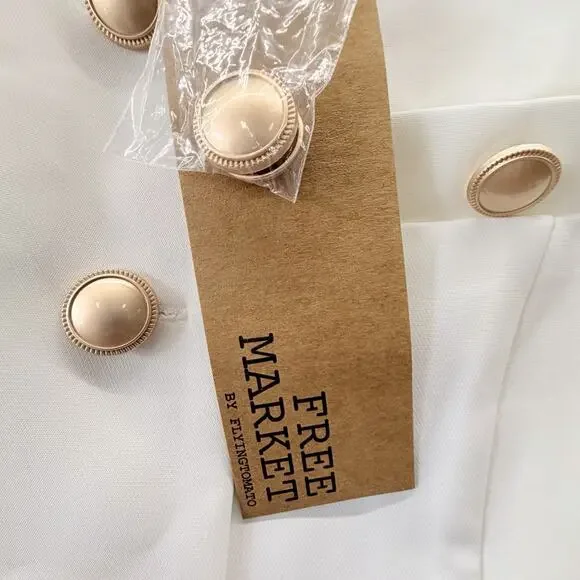 Flying Tomato Free Market Better Than Ever Woven Vest Classy White Gold Jacket S